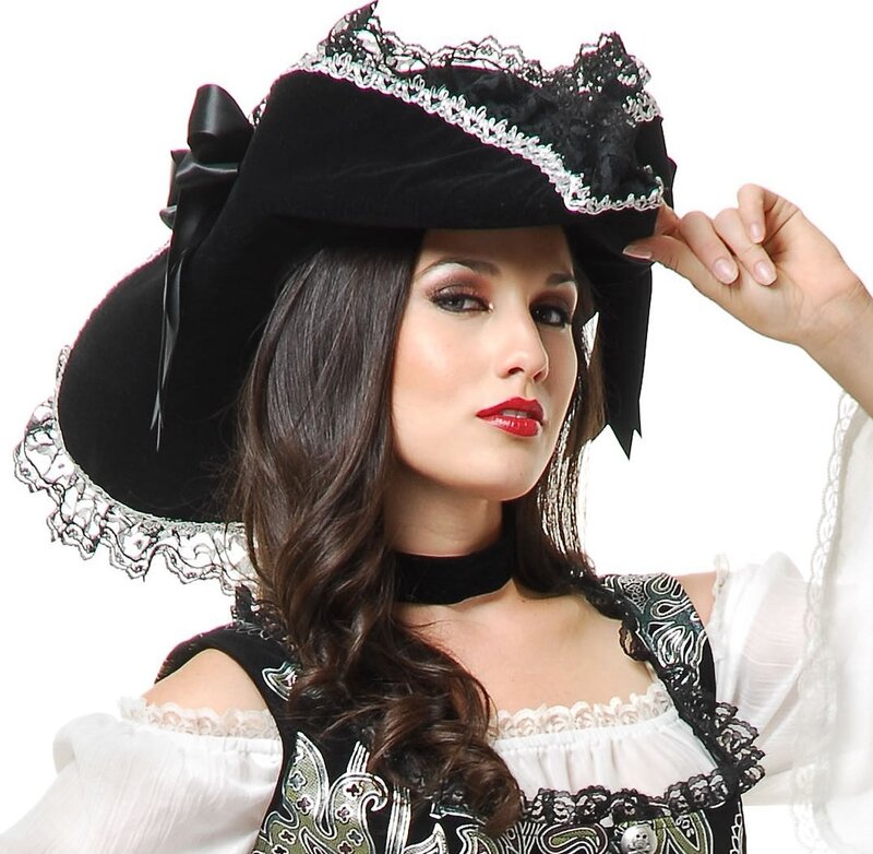 Woman in Pirate Hat — Black