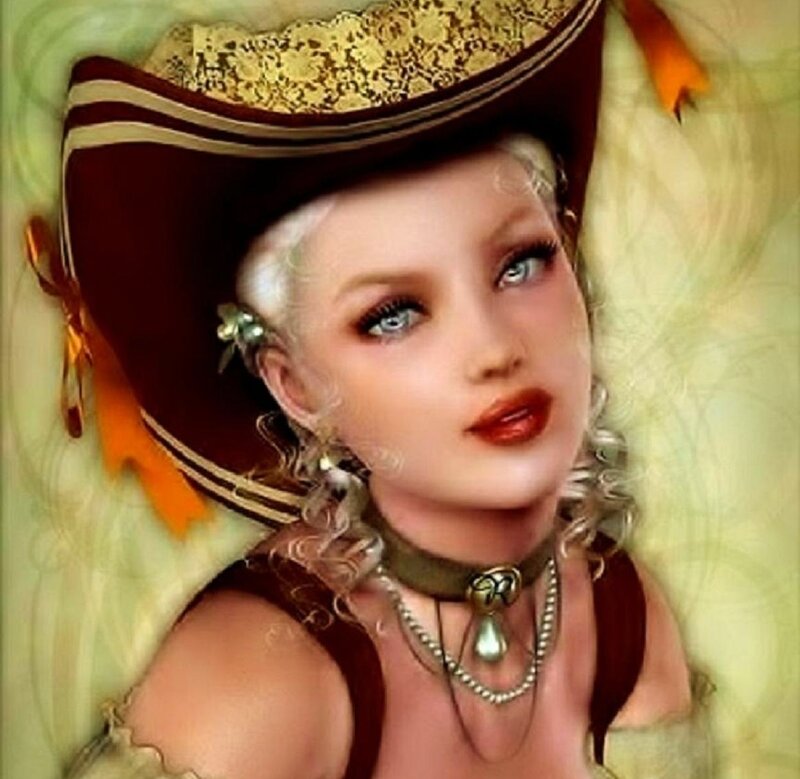Woman in Pirate Hat — Brown, Dramatic