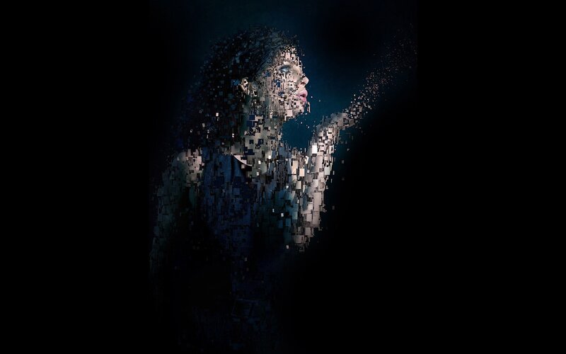 Woman in Pixelated Form — Black, Dramatic