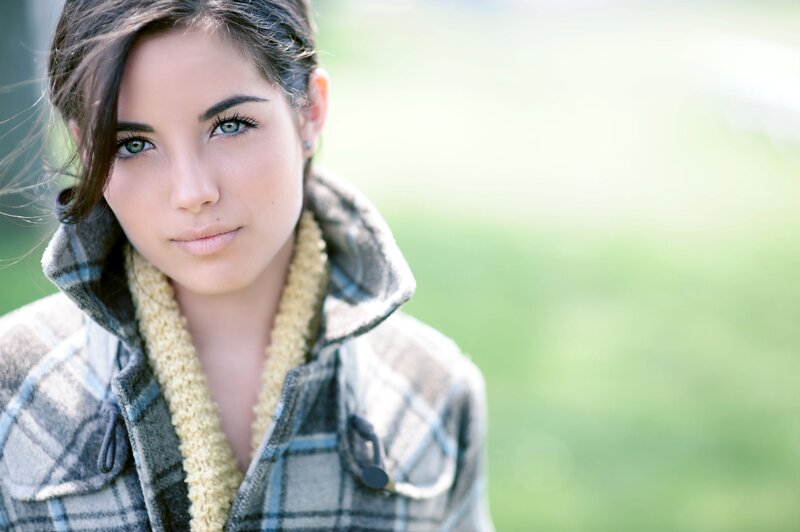 woman in plaid coat