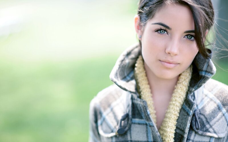 woman in plaid coat
