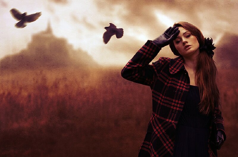 Woman in Plaid Coat — Brown