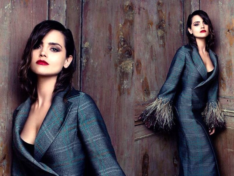 Woman in Plaid Coat — Gray