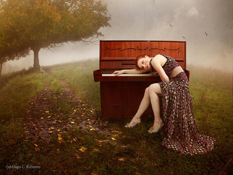 Woman in Plaid Dress — Green, Dreamy