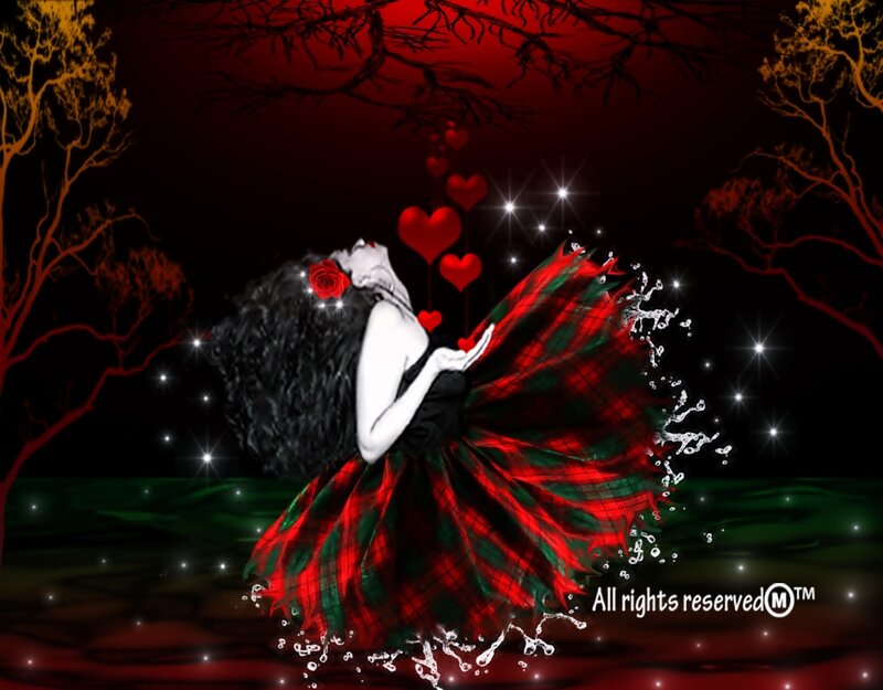 Woman in Plaid Dress — Red, Dramatic