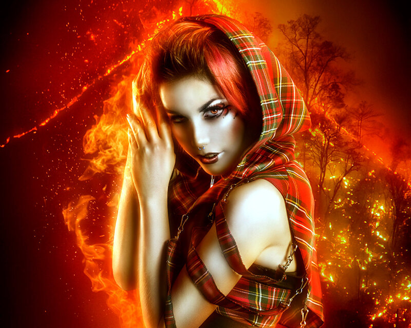 Woman in Plaid Hood