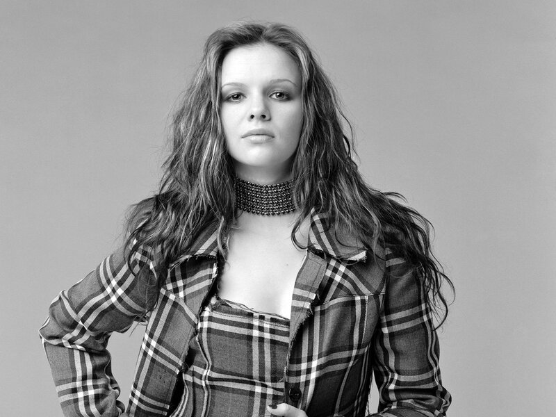 Woman in Plaid Jacket — Black, Neutral