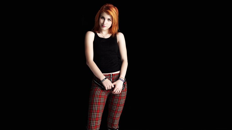 woman in plaid pants