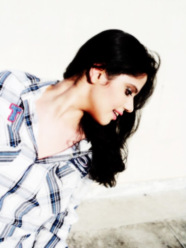 woman in plaid shirt