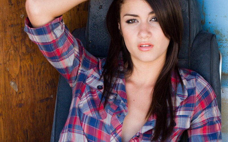 woman in plaid shirt