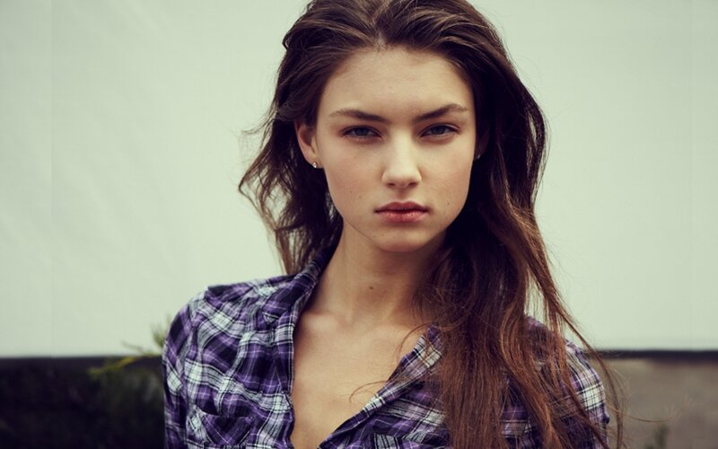 woman in plaid shirt