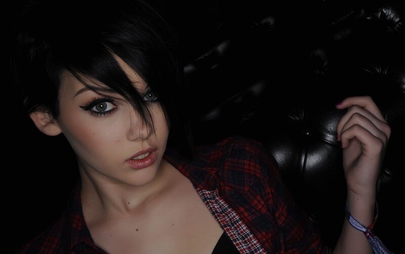 woman in plaid shirt