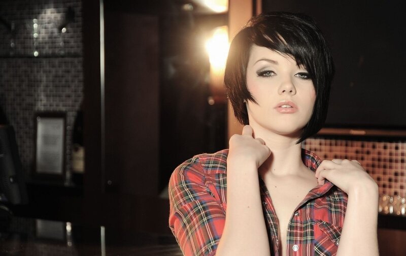 woman in plaid shirt