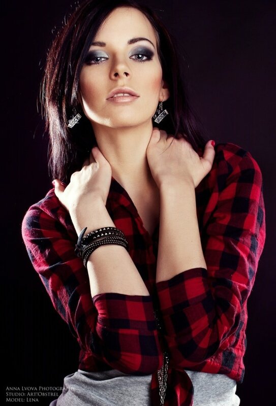 woman in plaid shirt