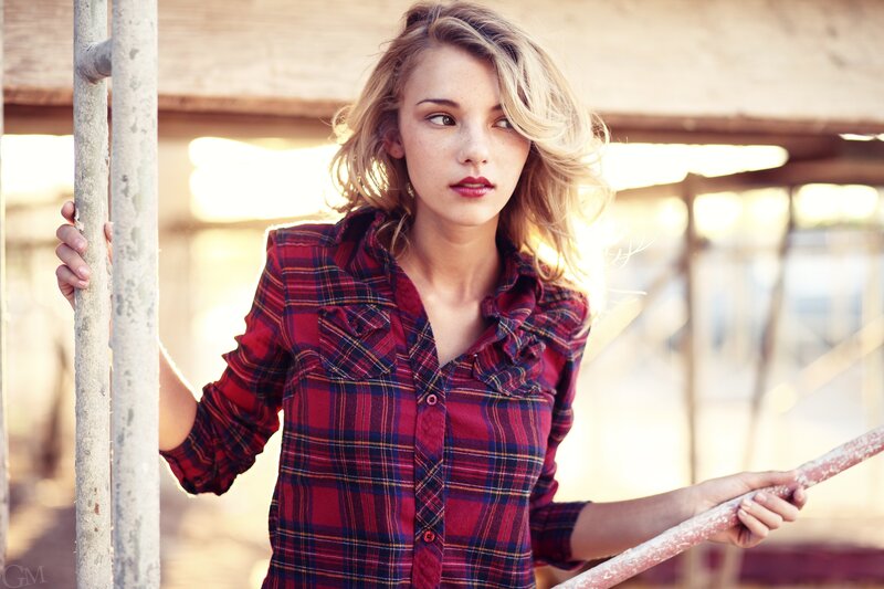 woman in plaid shirt