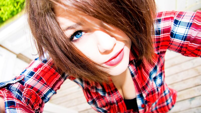 woman in plaid shirt