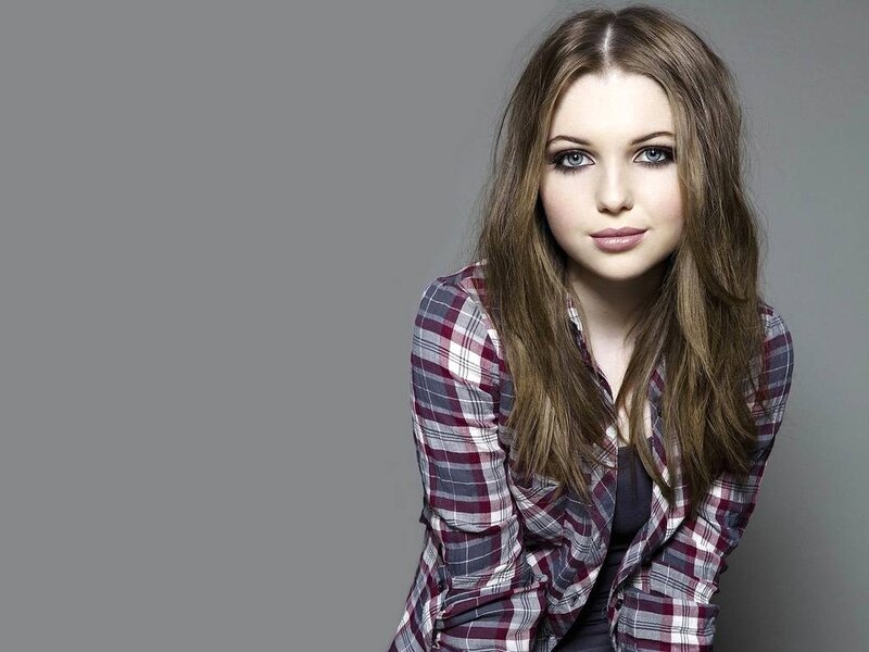 Woman in Plaid Shirt — Gray, Neutral, Photograph