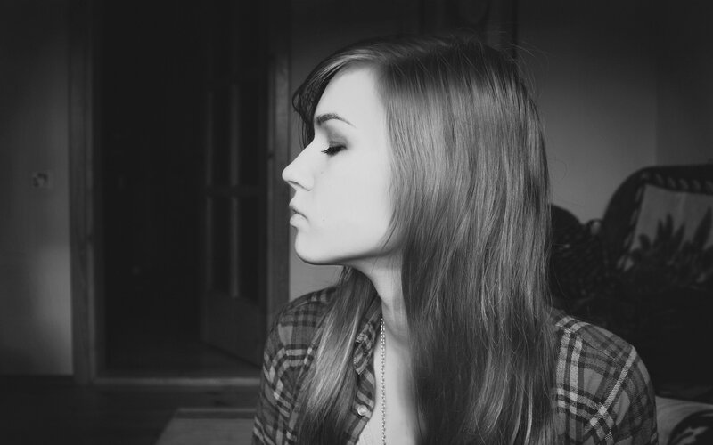 woman in plaid shirt profile