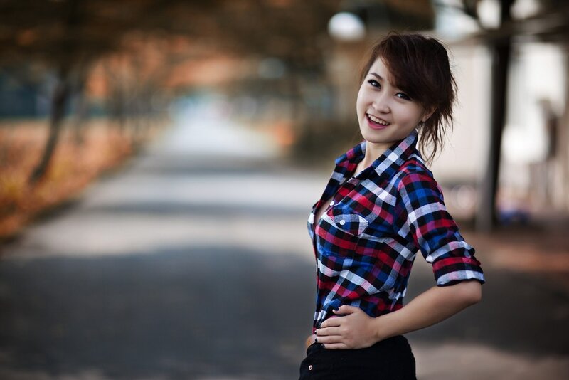 Woman in Plaid Shirt — Red, Casual, Autumn