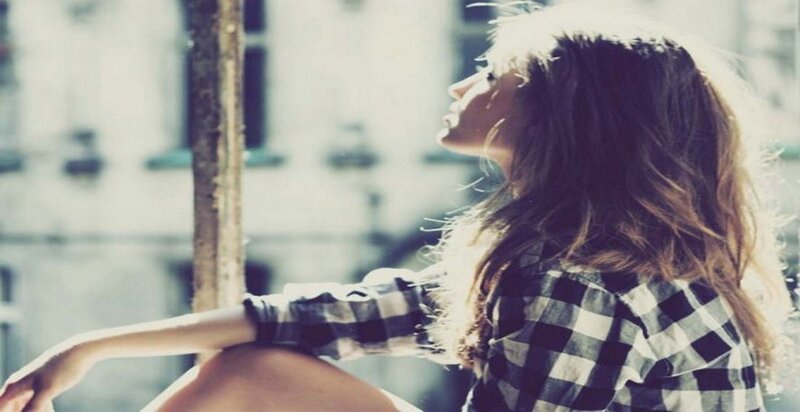 Woman in Plaid Shirt — White, Contemplative