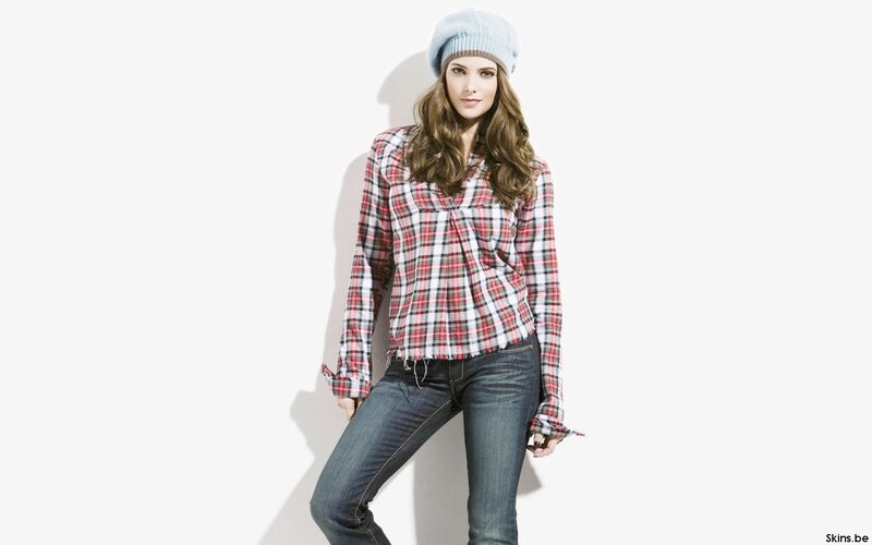 Woman in Plaid Shirt — White, Neutral, Photograph, Hat