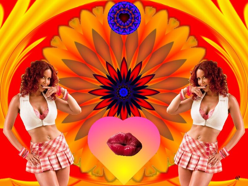 Woman in Plaid Skirt — Red, Vibrant, Energetic