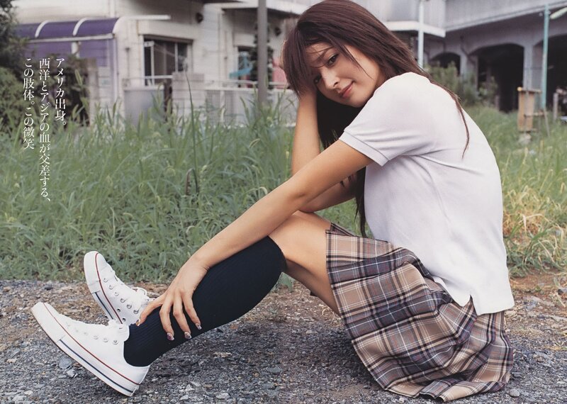 Woman in Plaid Skirt — White, Calm, Afternoon