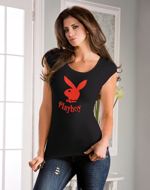 woman in playboy t-shirt