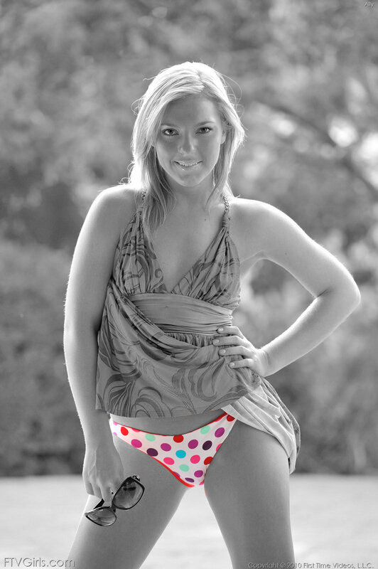 woman in polka dot bikini