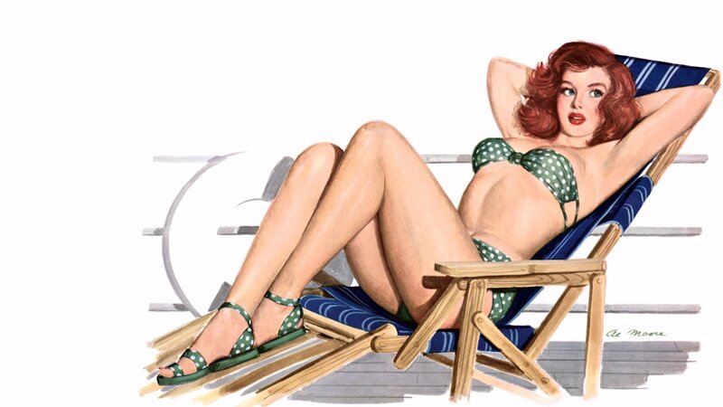 Woman in polka dot bikini