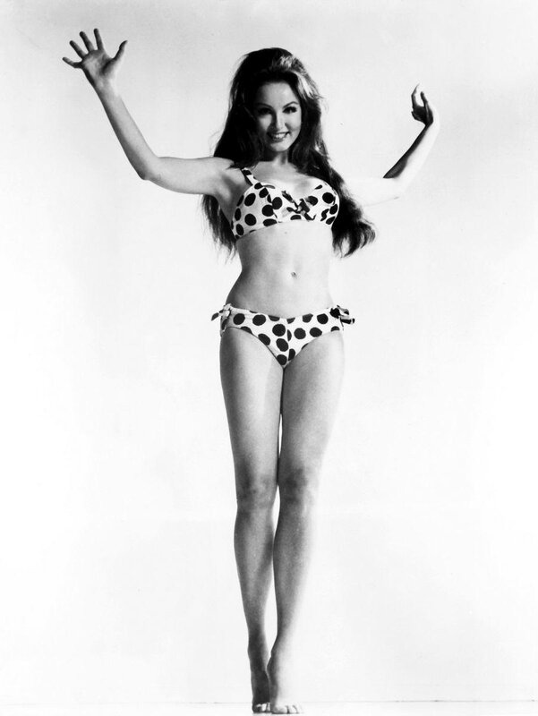 woman in polka dot bikini