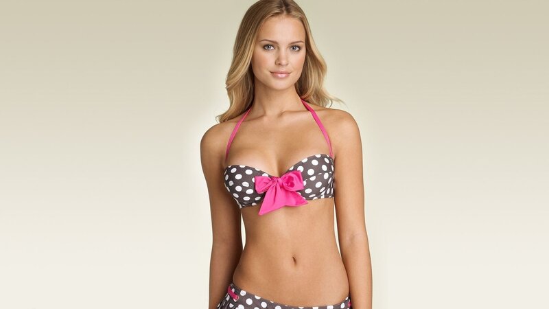 woman in polka dot bikini