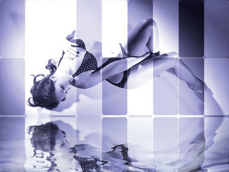Woman in Polka-dot Bikini — Purple, Dramatic