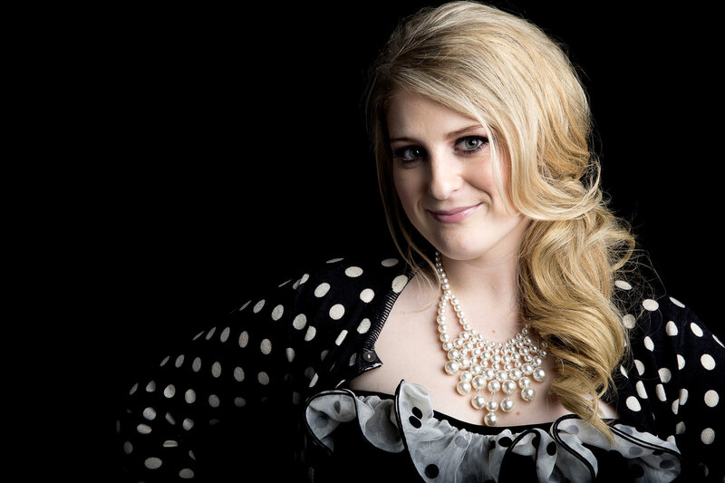 woman in polka dot dress