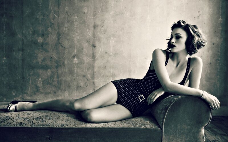 Woman in Polka-dot Dress — Black, Dramatic, Photograph, Couch, Wallpaper