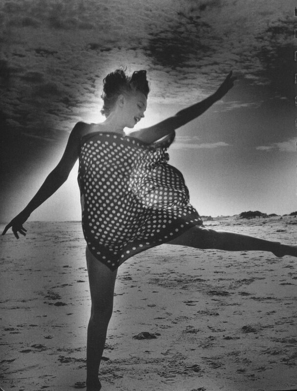 Woman in Polka-dot Dress — Black, Dramatic, Sunset
