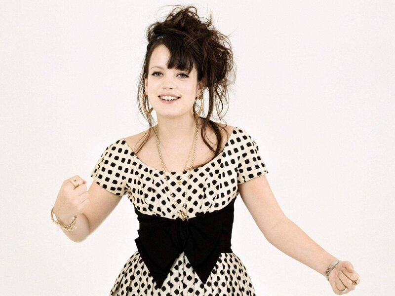 Woman in Polka-dot Dress — Black, Happy