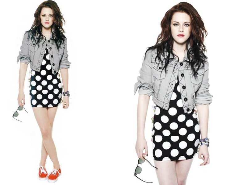 Woman in Polka Dot Dress — Black, Neutral