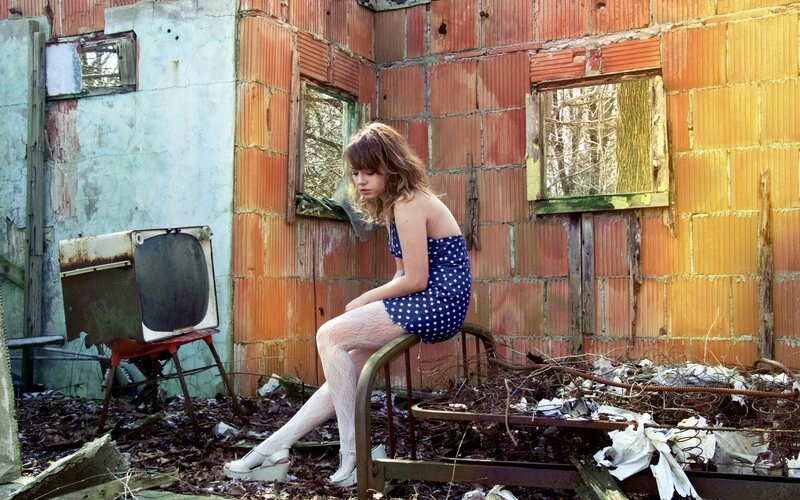 Woman in Polka-dot Dress — Blue, Melancholic