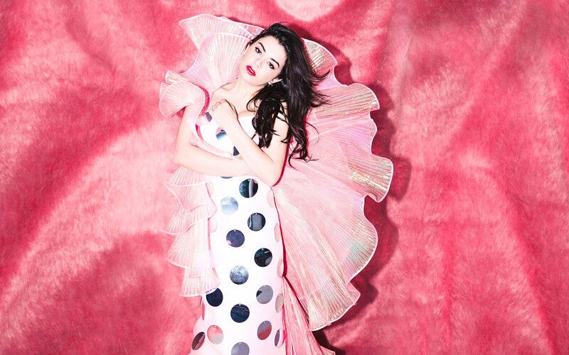 Woman in Polka-dot Dress — Pink, Dramatic