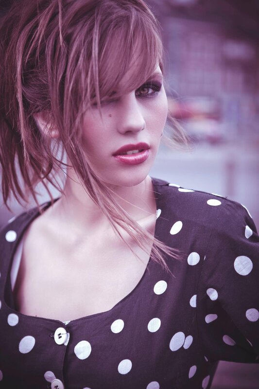 Woman in Polka-dot Dress — Purple, Dramatic