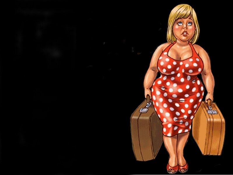 Woman in Polka-dot Dress — Red
