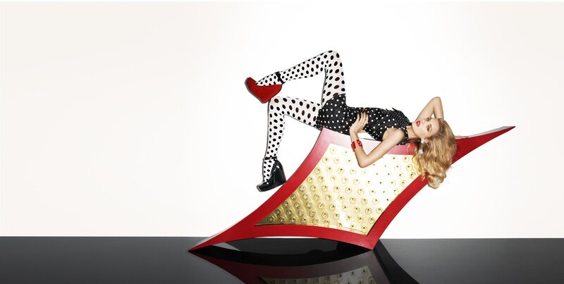 woman in polka dot outfit
