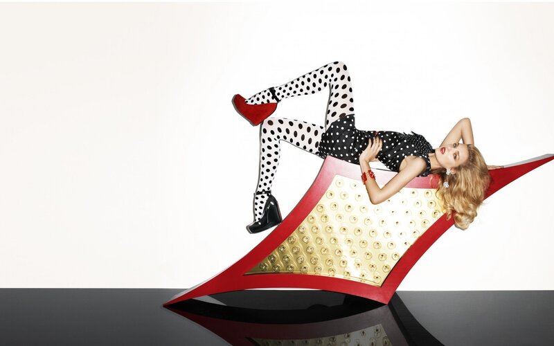 woman in polka dot outfit