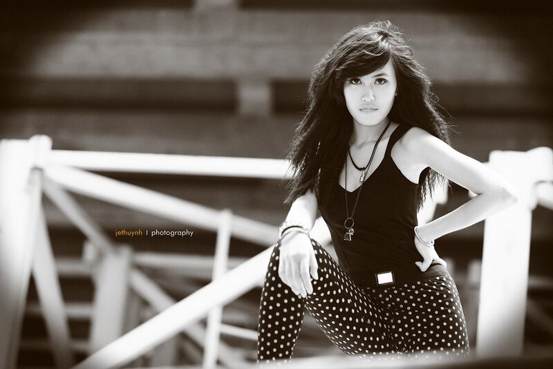 woman in polka dot pants