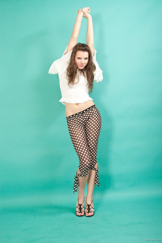 woman in polka dot pants