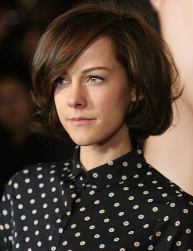 woman in polka dot shirt