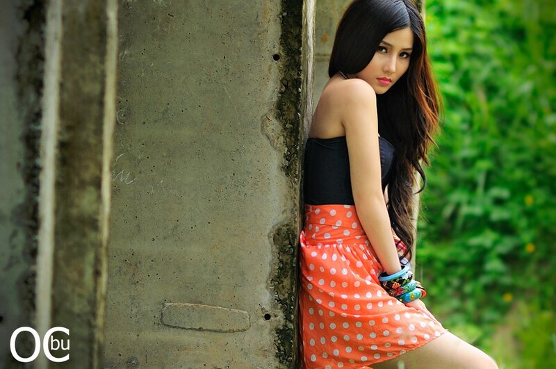 woman in polka dot skirt
