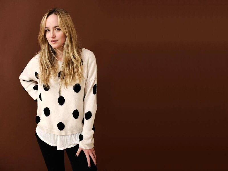 Woman in Polka-dot Sweater — Beige