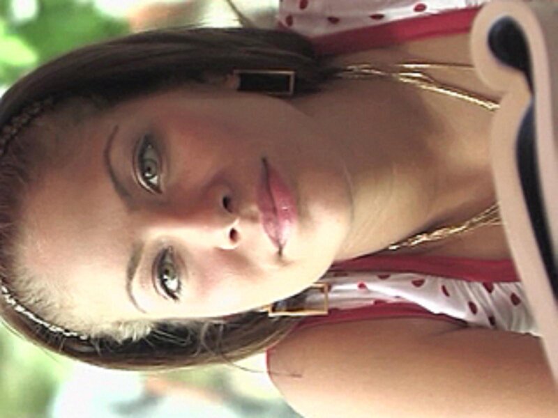 woman in polka dot top